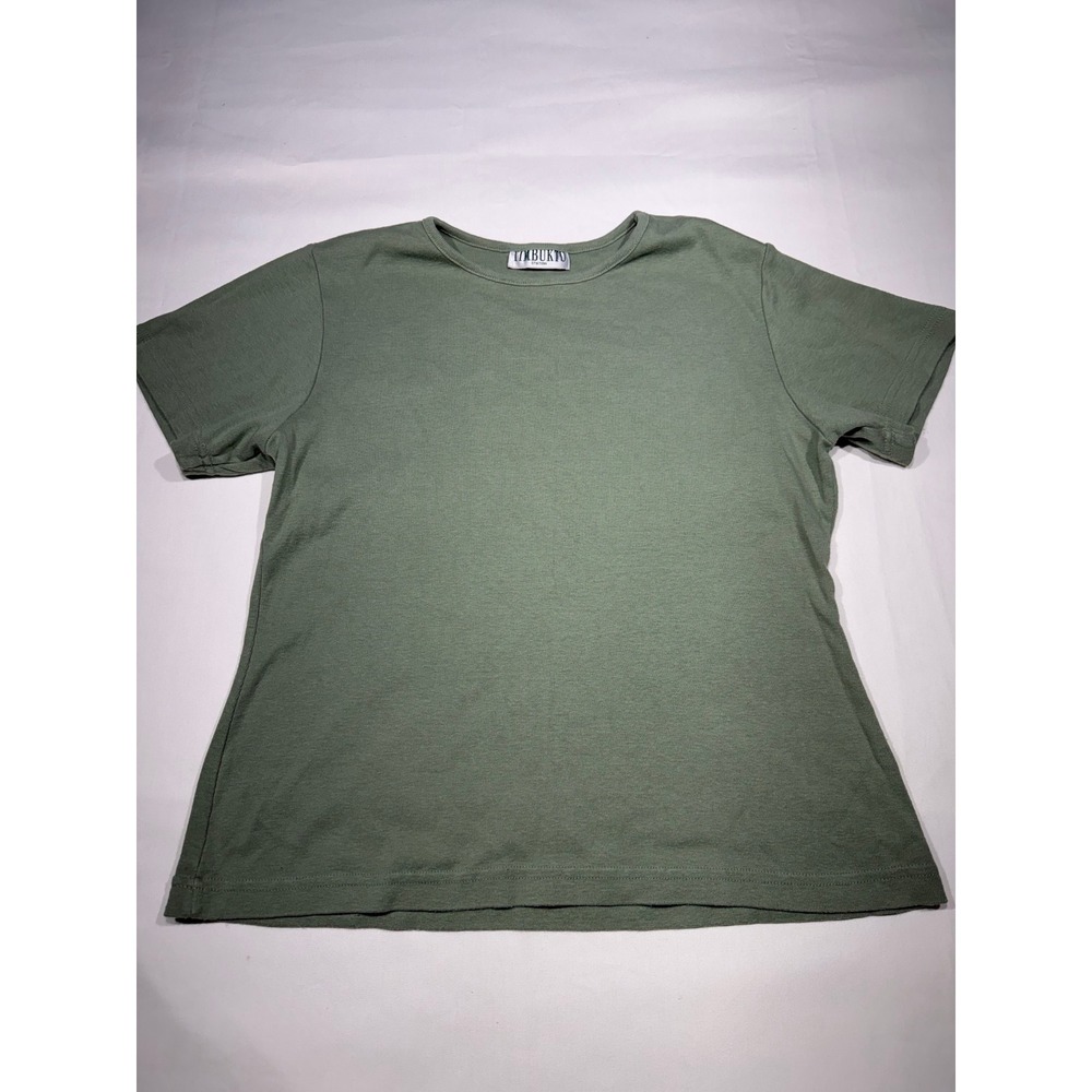 Vintage Timbuktu Station Sage Green Ribbed Short Sleeve T-Shirt Crew Neck Tee